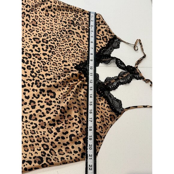 In Bloom By Jonquil Women Satin Pajama Tank Top Plus Size 2X Brown Leopard Print - Picture 9 of 10